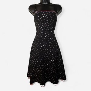 Vintage Y2K Black and Purple Polka Dot Dress